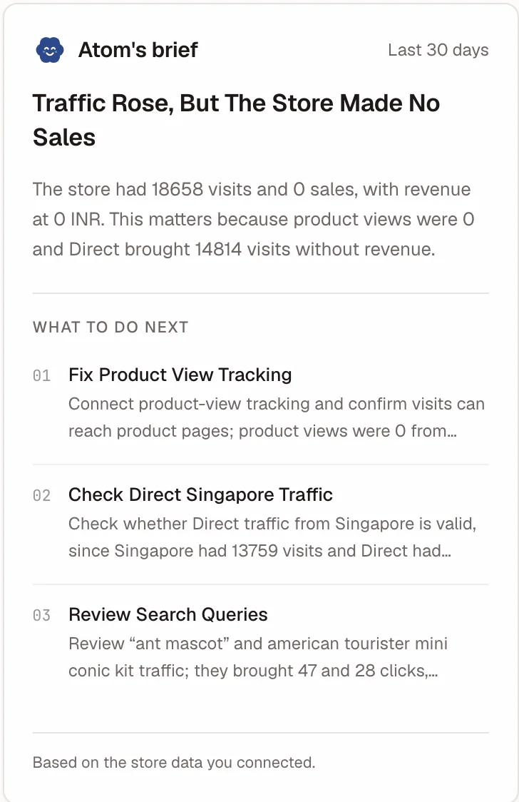 Elemental's brief — a written summary of store performance with next steps